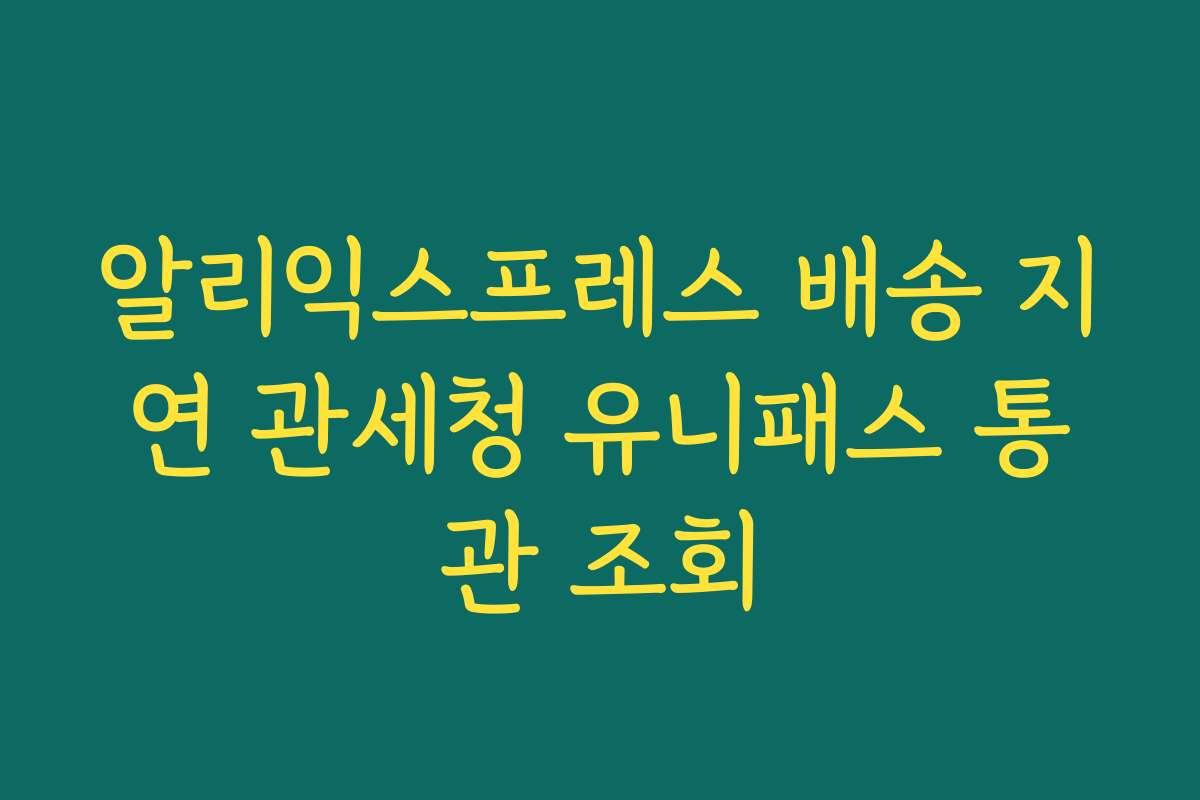 알리익스프레스 배송 지연 관세청 유니패스 통관 조회