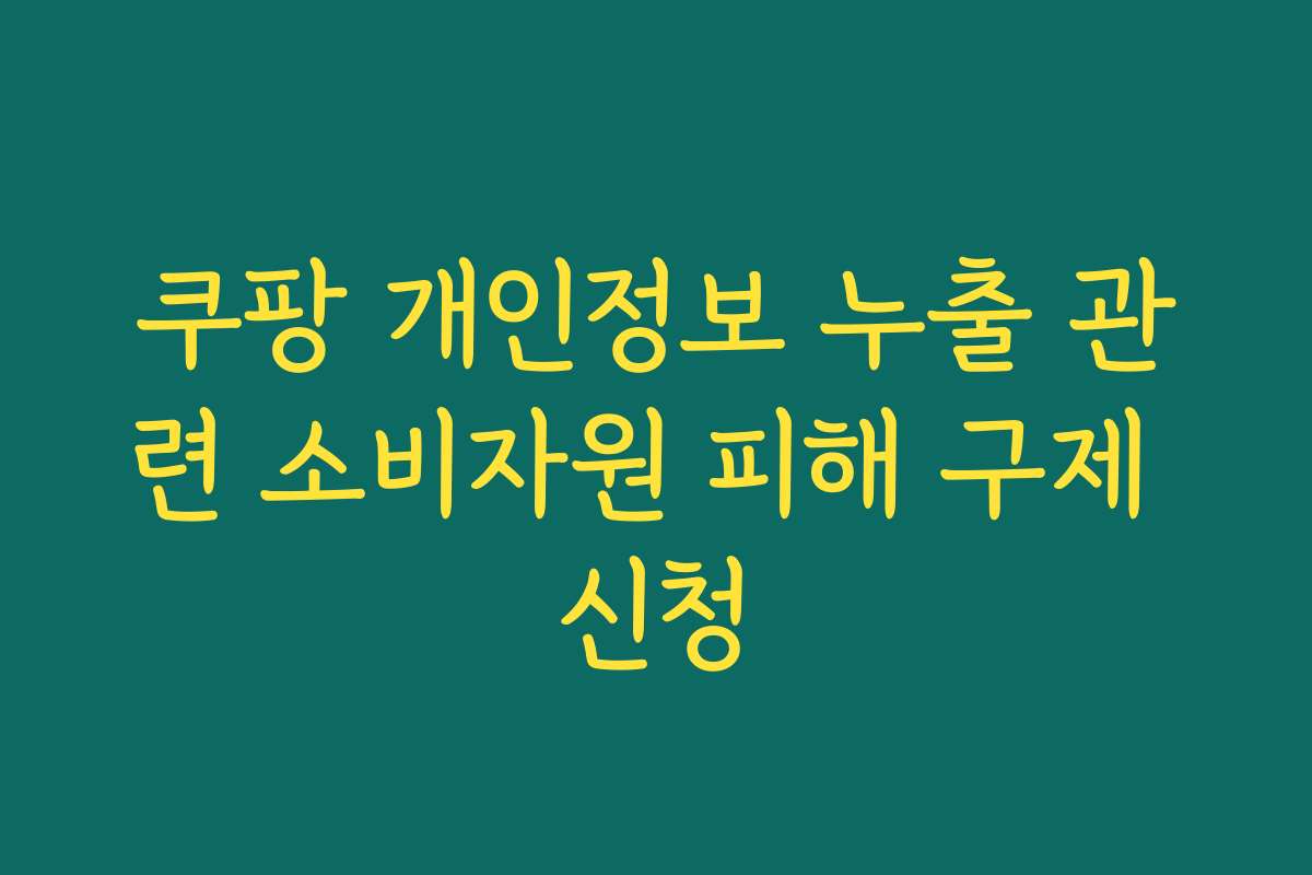 쿠팡 개인정보 누출 관련 소비자원 피해 구제 신청