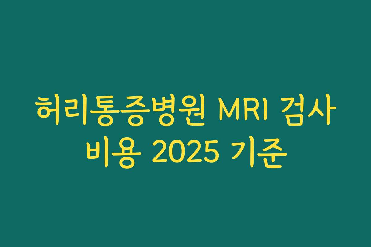 허리통증병원 MRI 검사비용 2025 기준