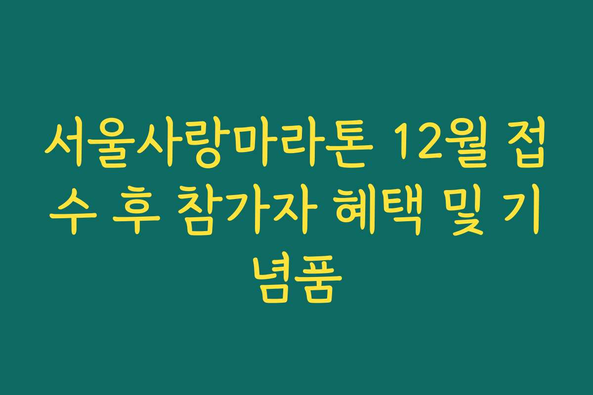 서울사랑마라톤 12월 접수 후 참가자 혜택 및 기념품