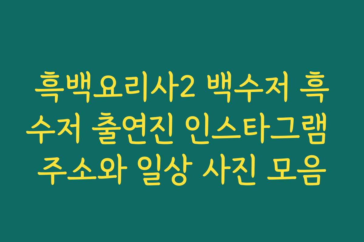 흑백요리사2 백수저 흑수저 출연진 인스타그램 주소와 일상 사진 모음