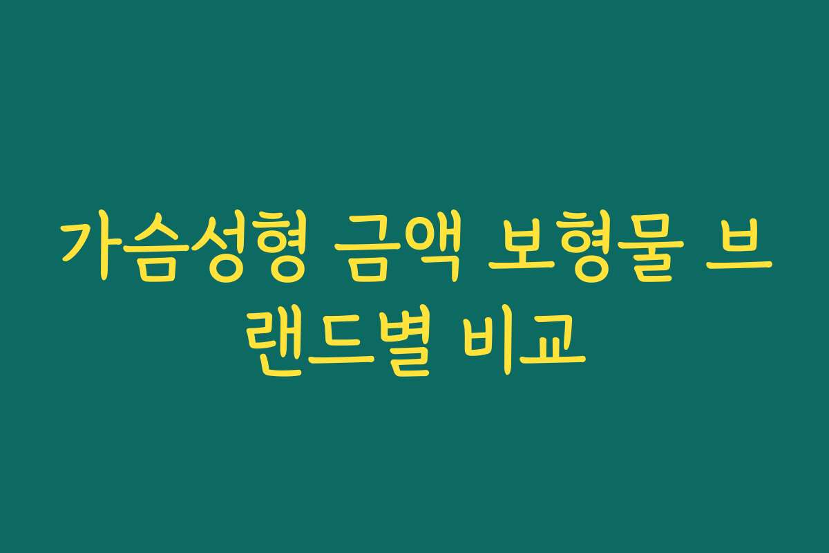 가슴성형 금액 보형물 브랜드별 비교