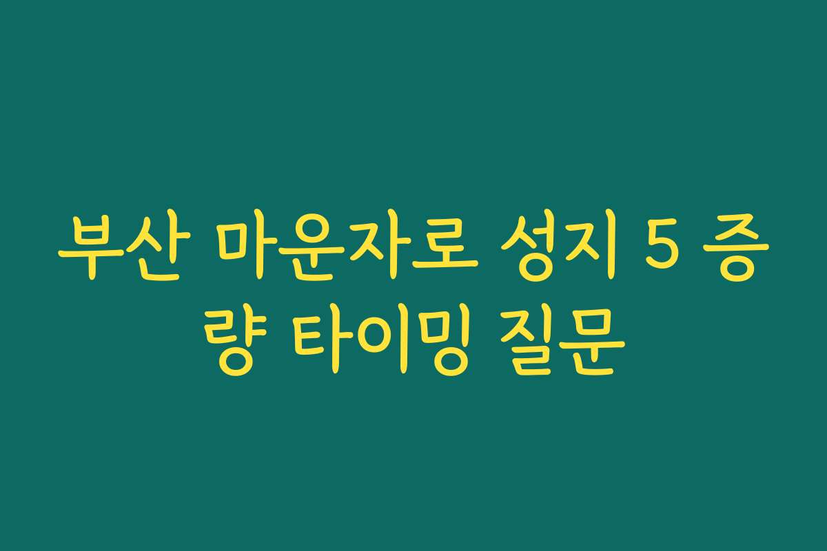 부산 마운자로 성지 5 증량 타이밍 질문