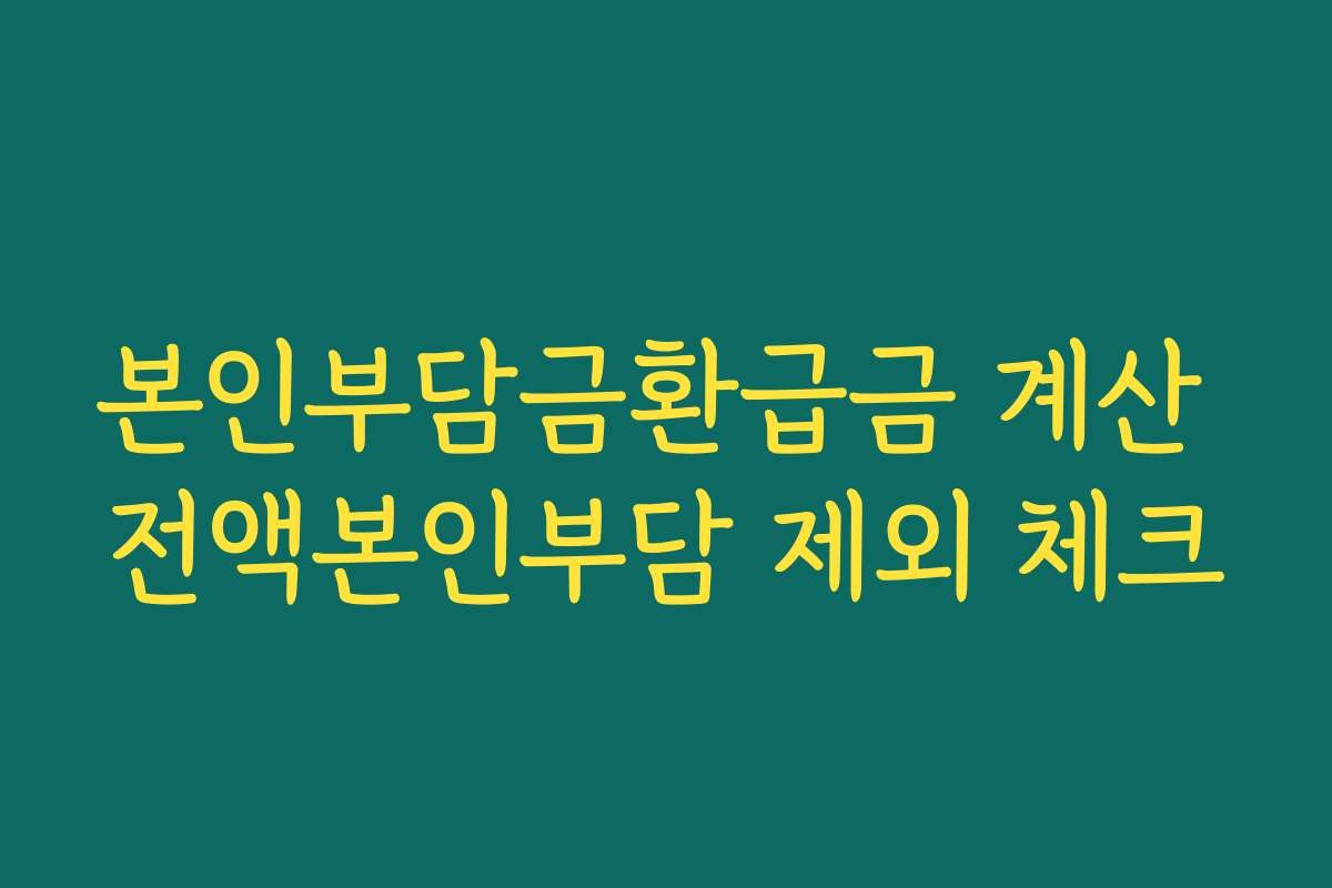 본인부담금환급금 계산 전액본인부담 제외 체크