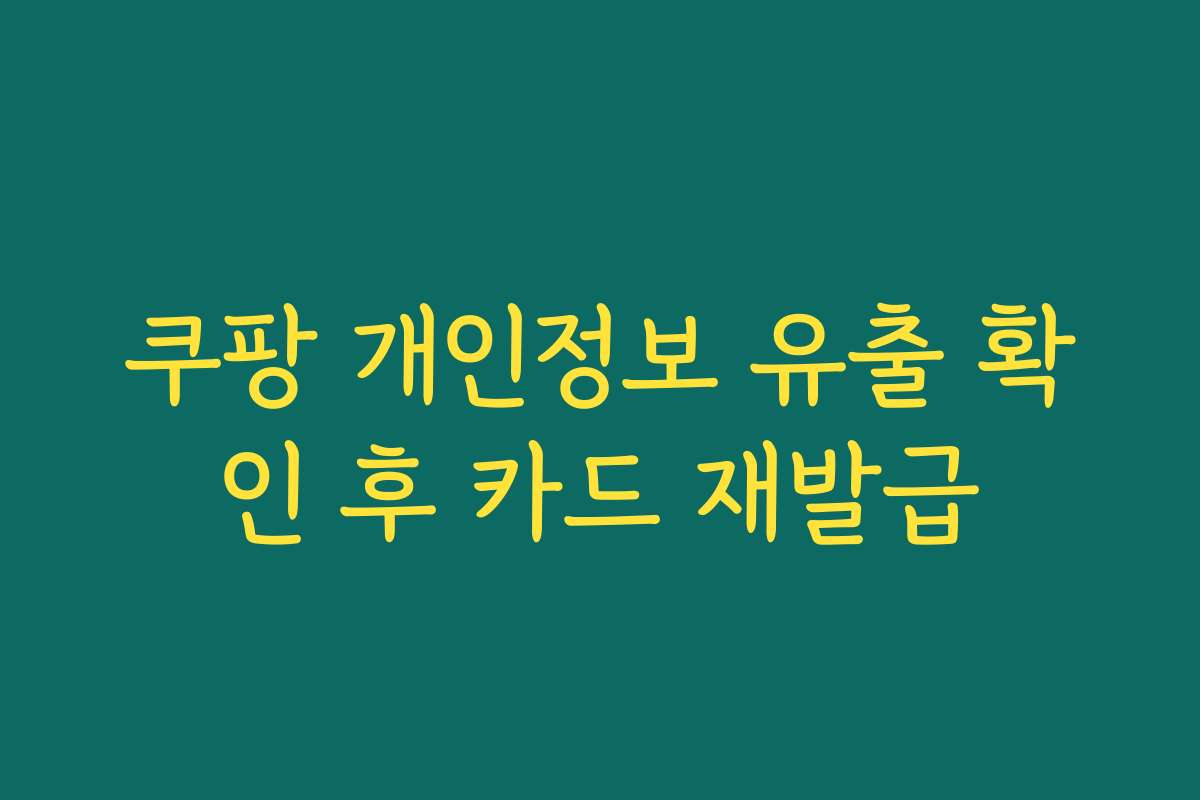 쿠팡 개인정보 유출 확인 후 카드 재발급