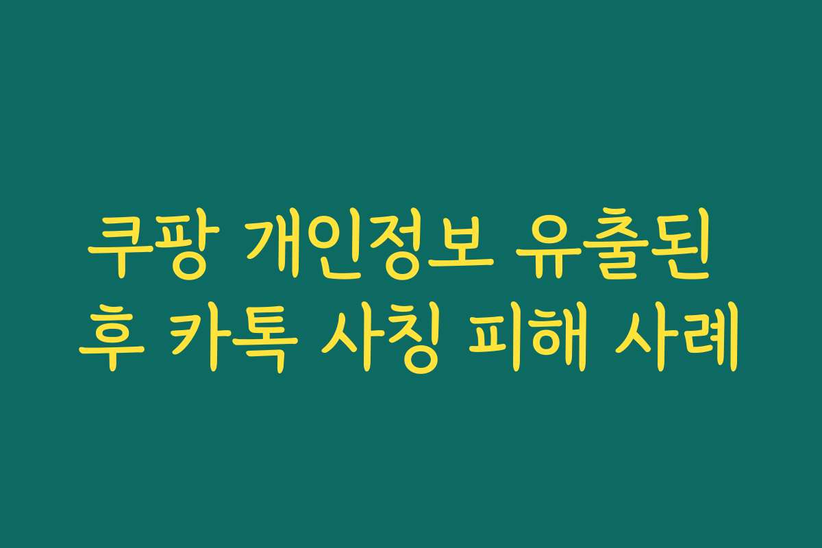쿠팡 개인정보 유출된 후 카톡 사칭 피해 사례