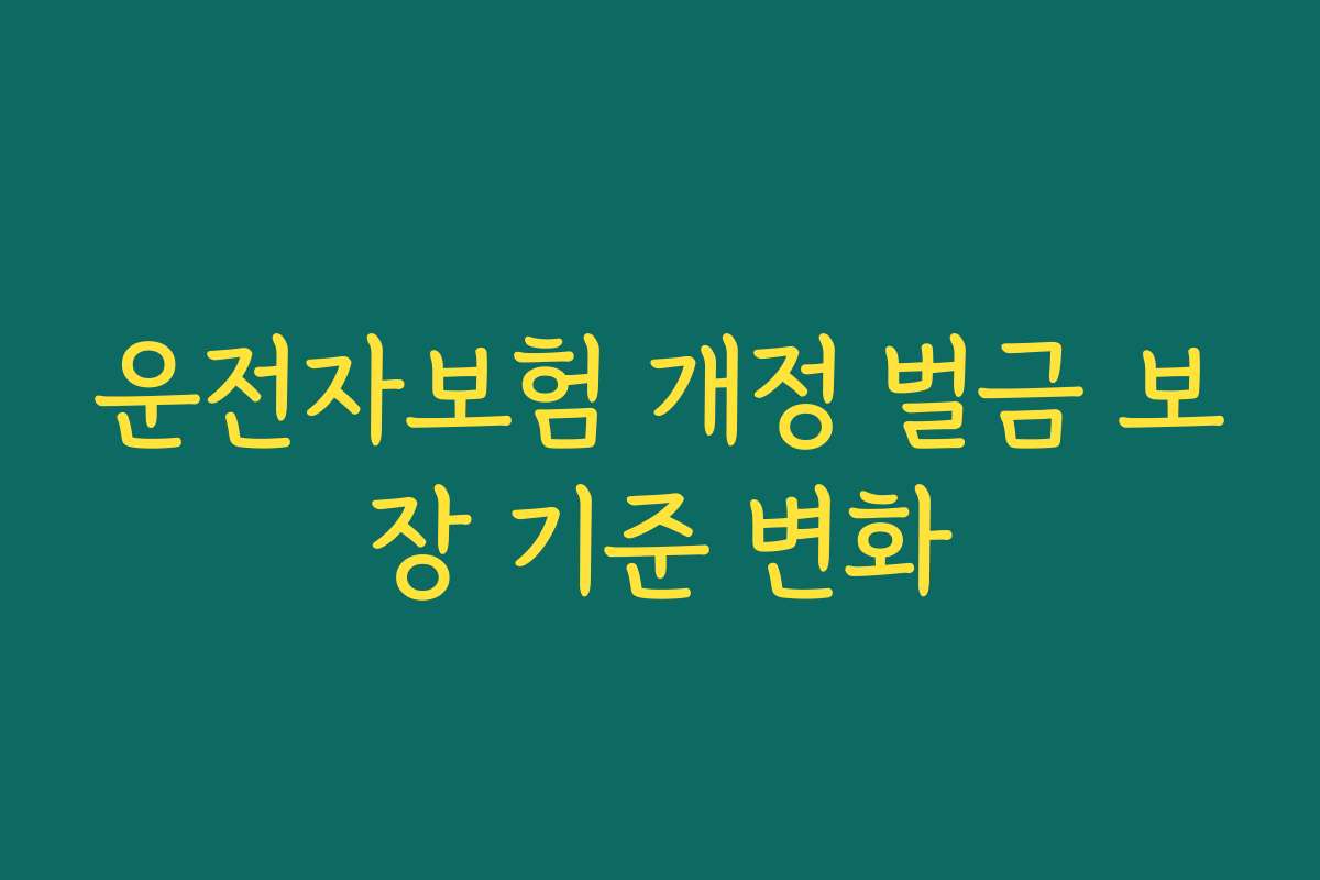 운전자보험 개정 벌금 보장 기준 변화