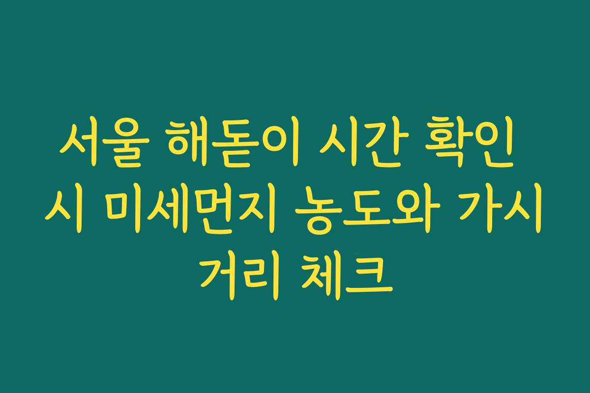 서울 해돋이 시간 확인 시 미세먼지 농도와 가시거리 체크