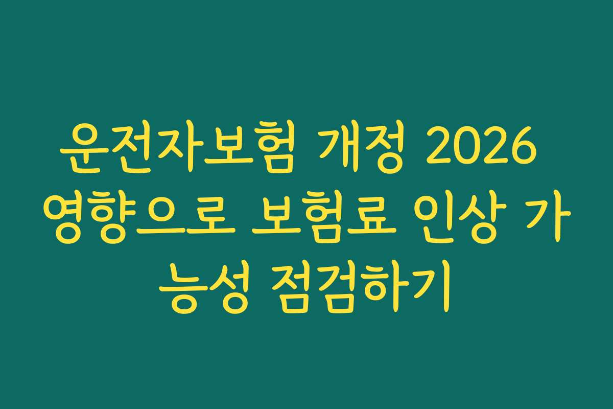 운전자보험 개정 2026 영향으로 보험료 인상 가능성 점검하기