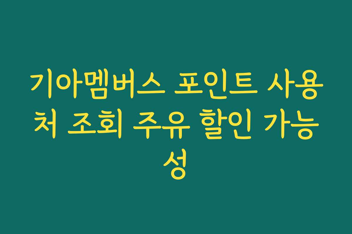 기아멤버스 포인트 사용처 조회 주유 할인 가능성