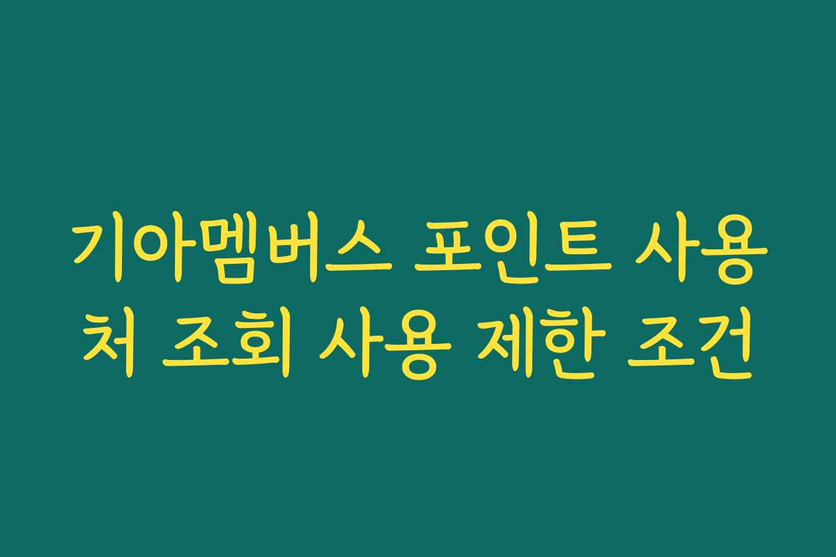 기아멤버스 포인트 사용처 조회 사용 제한 조건