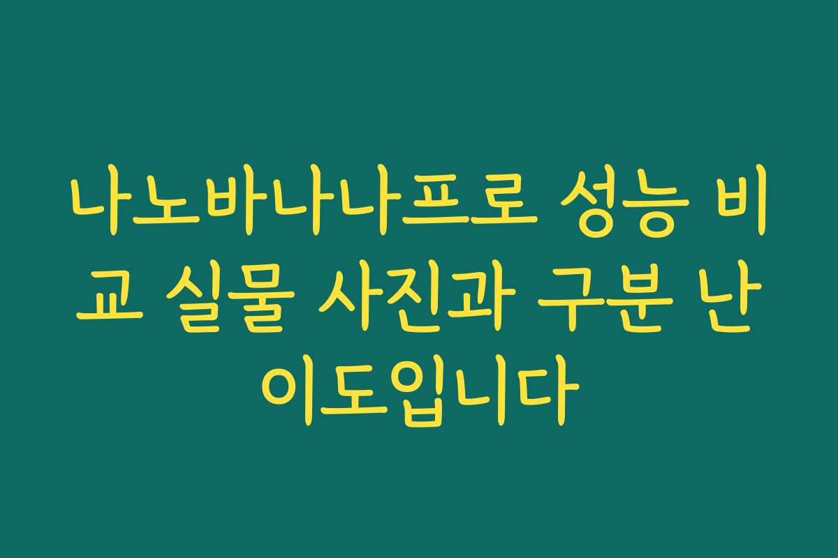 나노바나나프로 성능 비교 실물 사진과 구분 난이도입니다