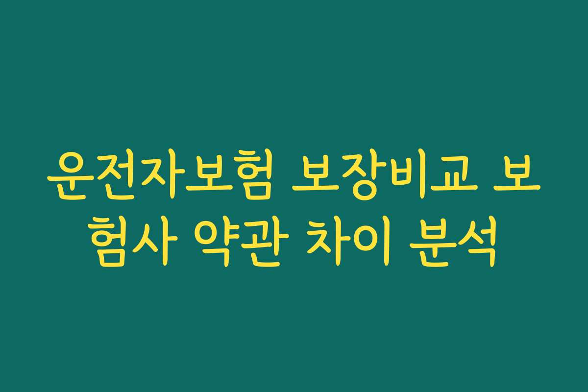 운전자보험 보장비교 보험사 약관 차이 분석