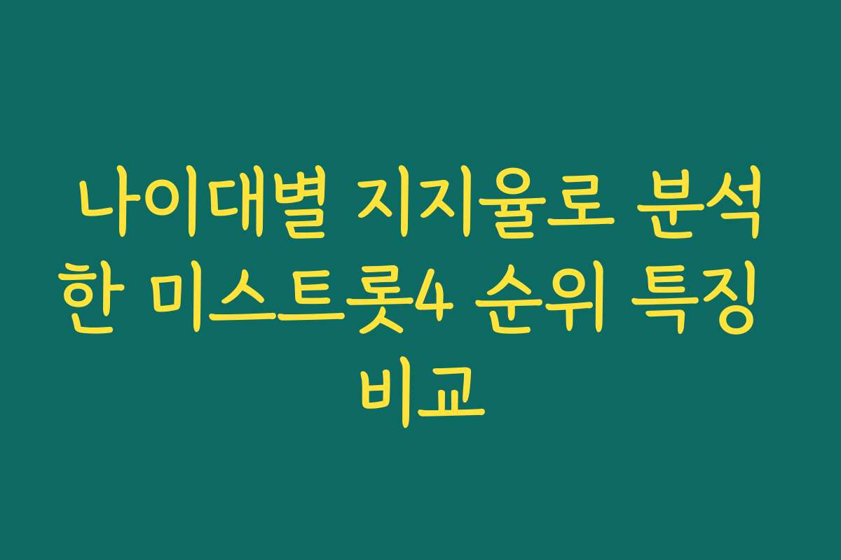 나이대별 지지율로 분석한 미스트롯4 순위 특징 비교