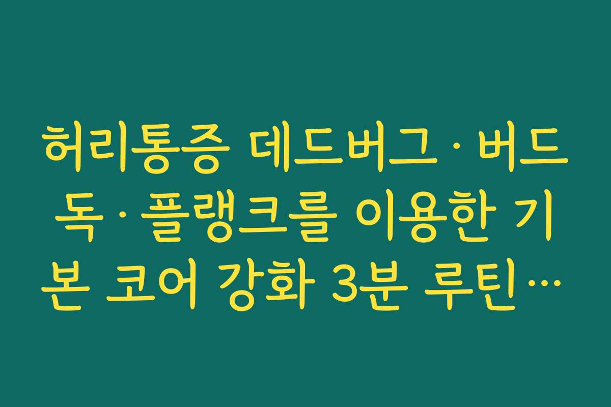 허리통증 데드버그·버드독·플랭크를 이용한 기본 코어 강화 3분 루틴 만들기