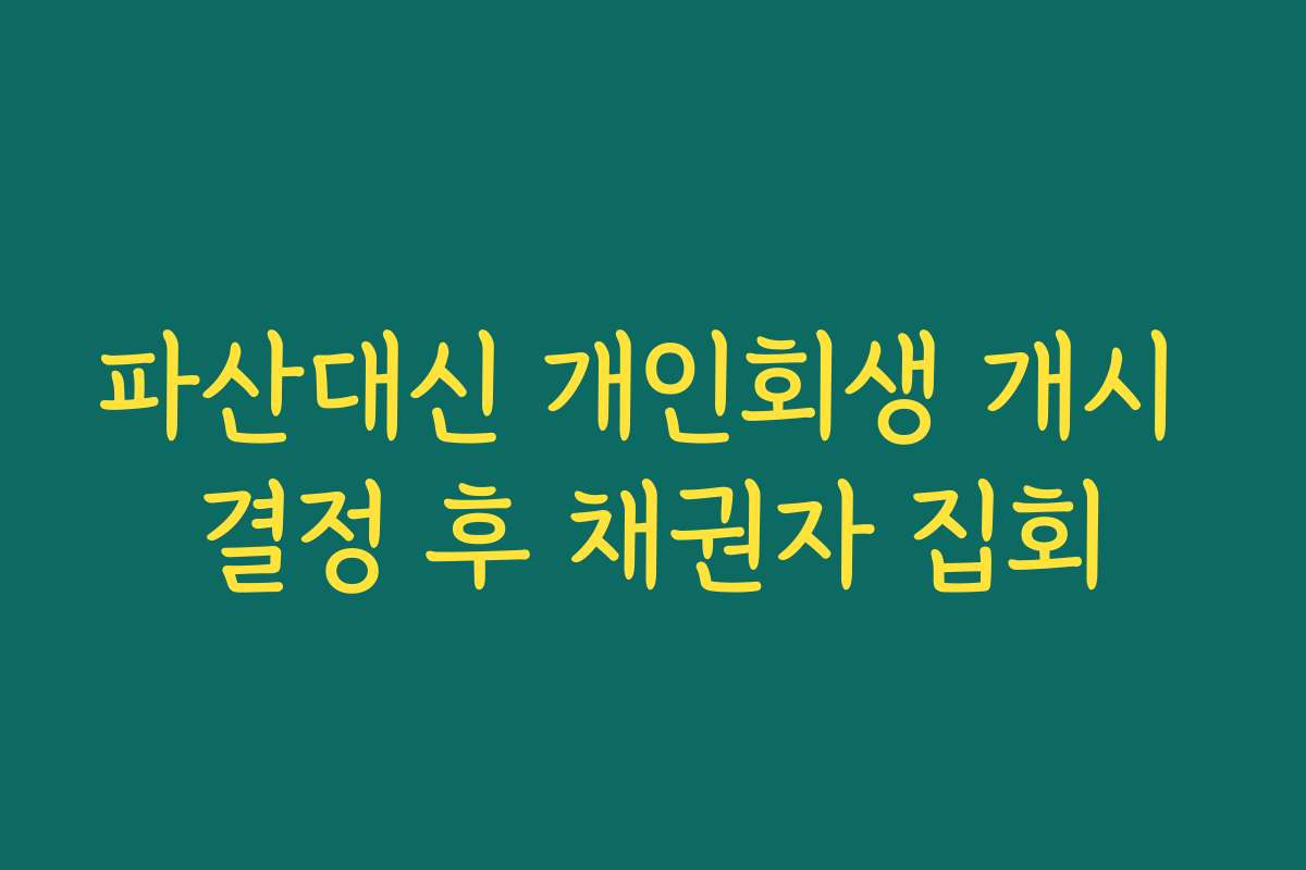 파산대신 개인회생 개시 결정 후 채권자 집회
