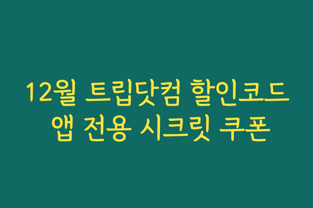 12월 트립닷컴 할인코드 앱 전용 시크릿 쿠폰
