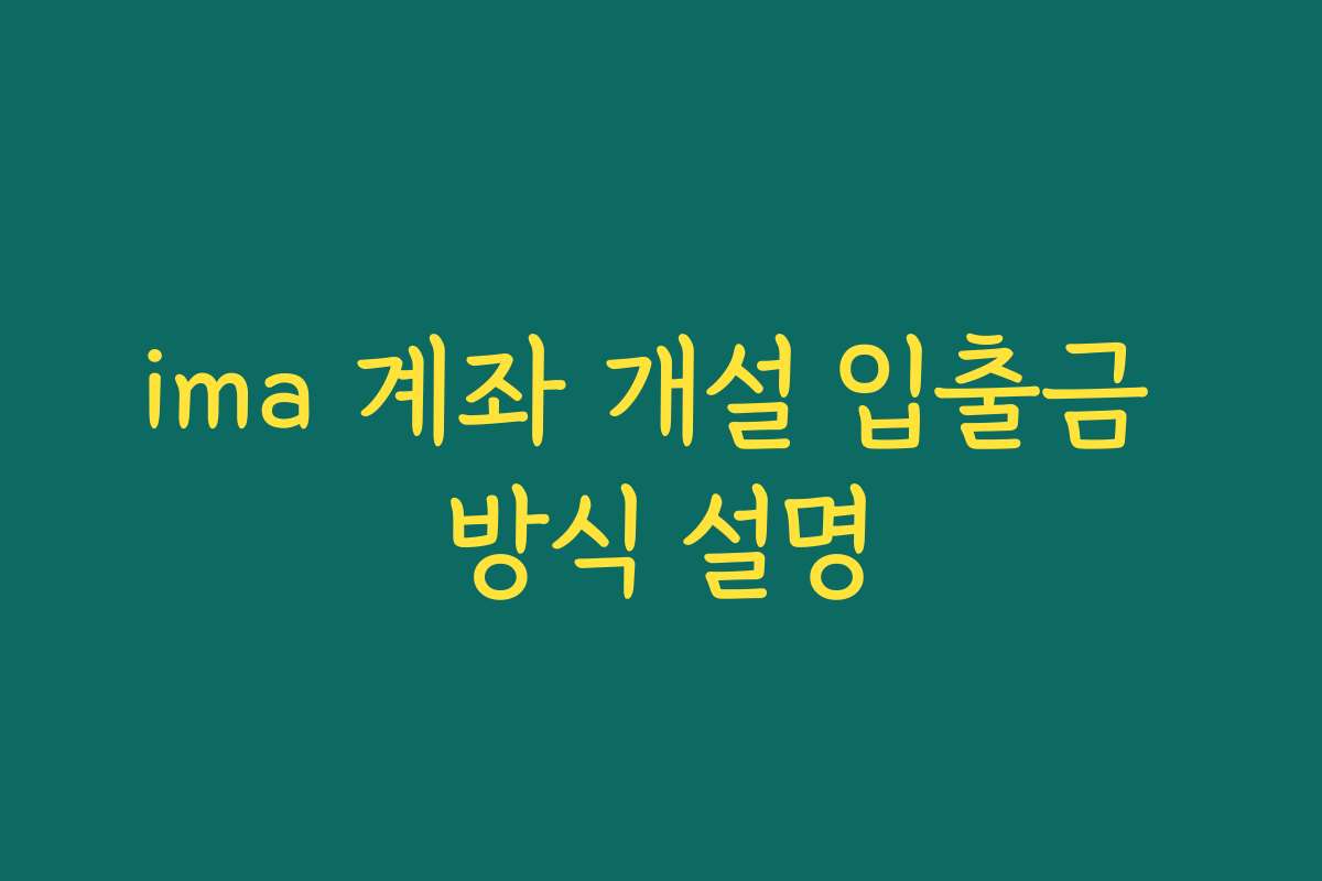 ima 계좌 개설 입출금 방식 설명