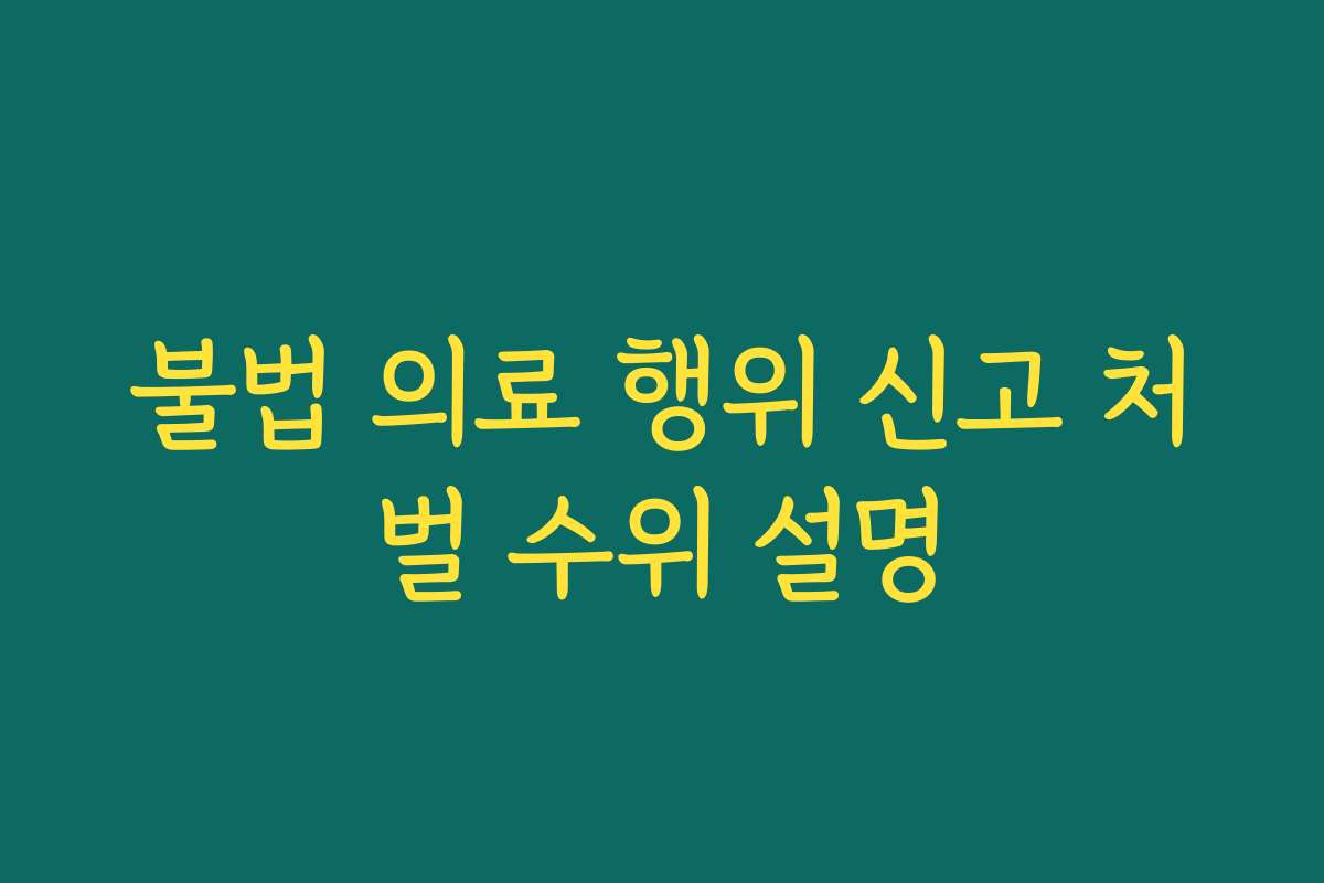 불법 의료 행위 신고 처벌 수위 설명