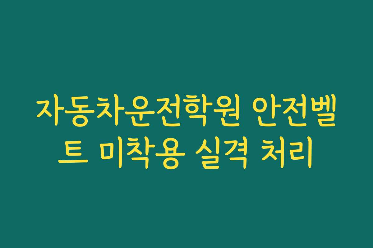 자동차운전학원 안전벨트 미착용 실격 처리
