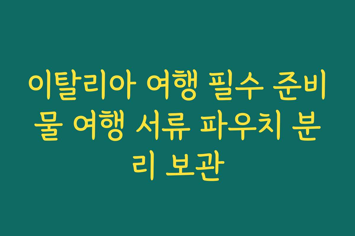 이탈리아 여행 필수 준비물 여행 서류 파우치 분리 보관