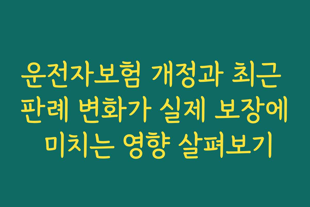 운전자보험 개정과 최근 판례 변화가 실제 보장에 미치는 영향 살펴보기