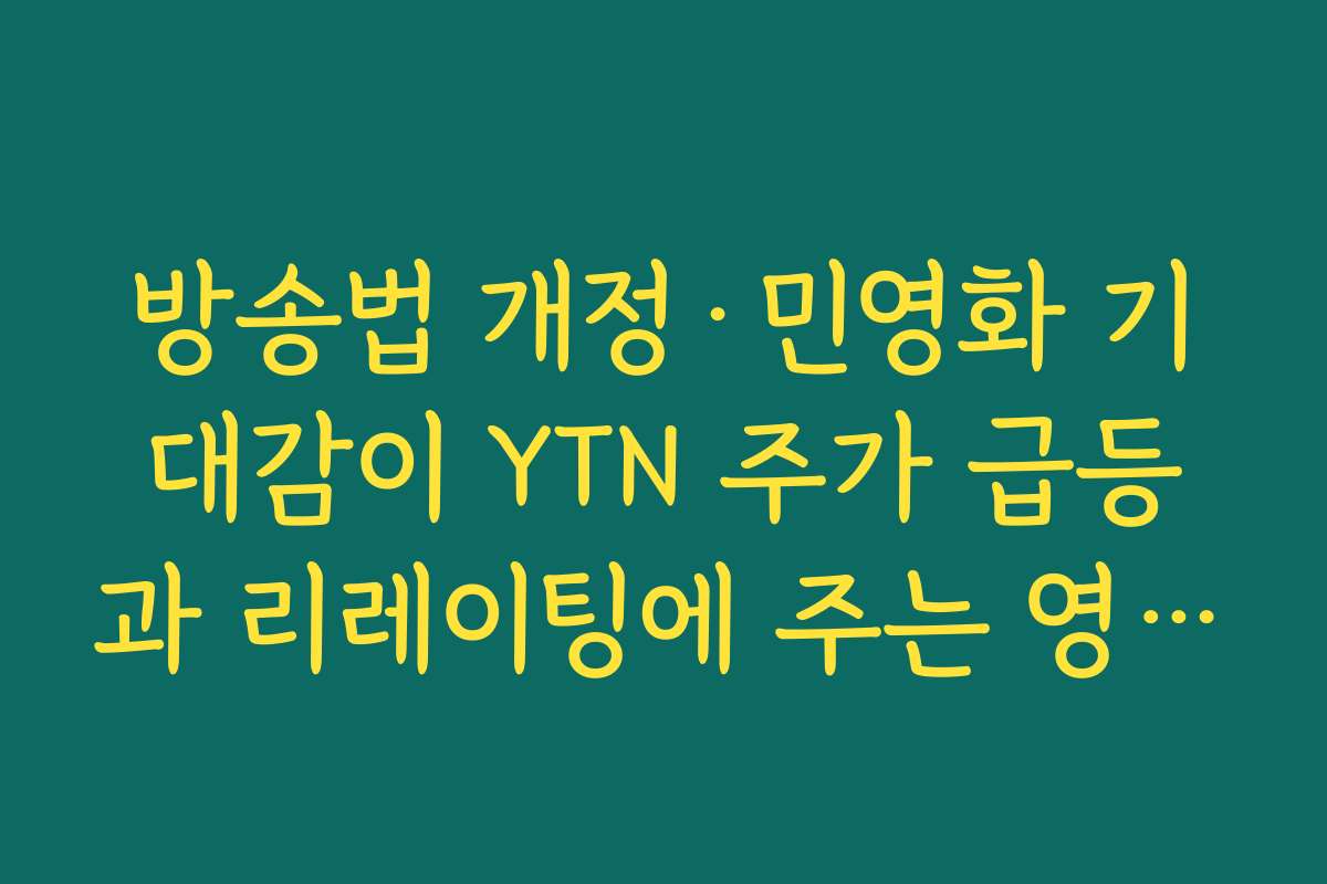 방송법 개정·민영화 기대감이 YTN 주가 급등과 리레이팅에 주는 영향 살펴보기