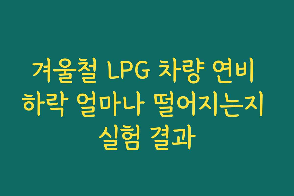 겨울철 LPG 차량 연비 하락 얼마나 떨어지는지 실험 결과