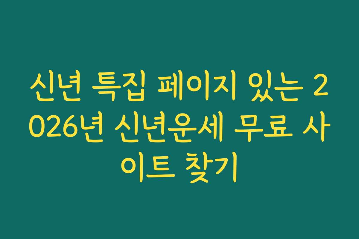 신년 특집 페이지 있는 2026년 신년운세 무료 사이트 찾기