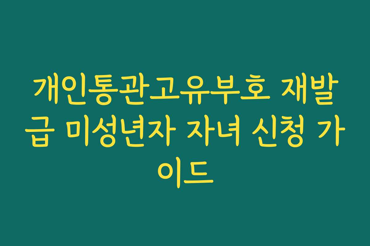 개인통관고유부호 재발급 미성년자 자녀 신청 가이드