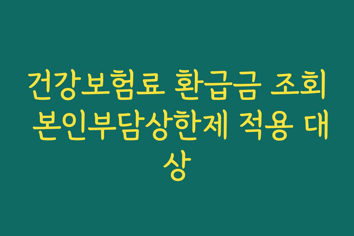 건강보험료 환급금 조회 본인부담상한제 적용 대상