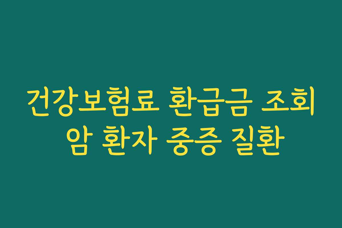 건강보험료 환급금 조회 암 환자 중증 질환
