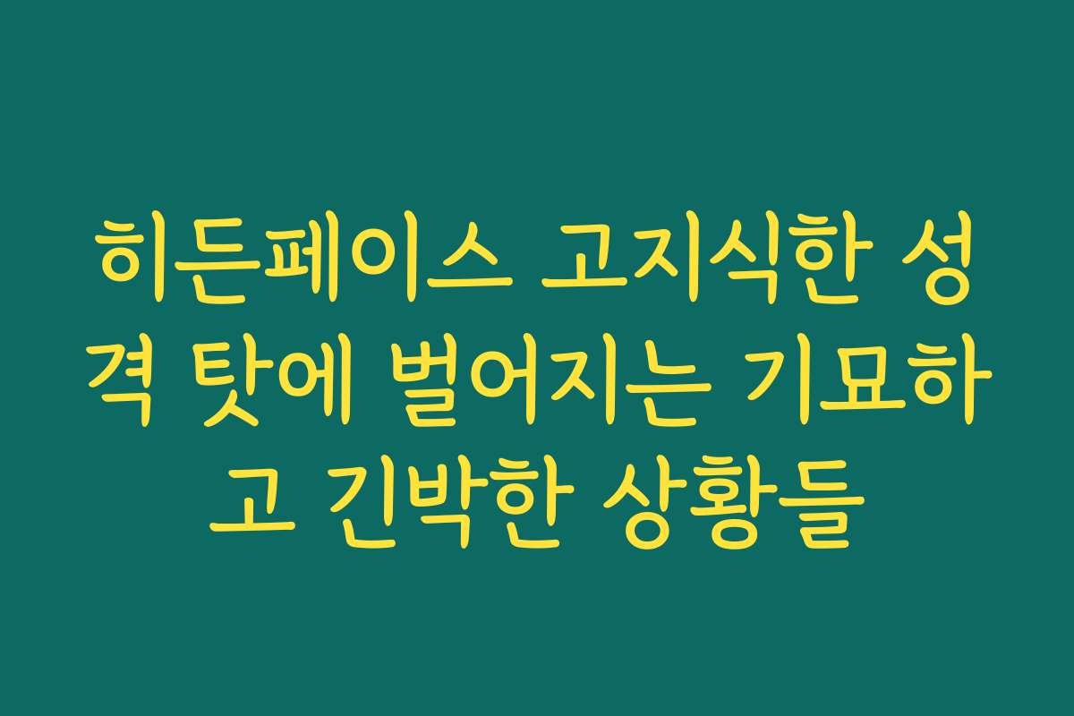 히든페이스 고지식한 성격 탓에 벌어지는 기묘하고 긴박한 상황들