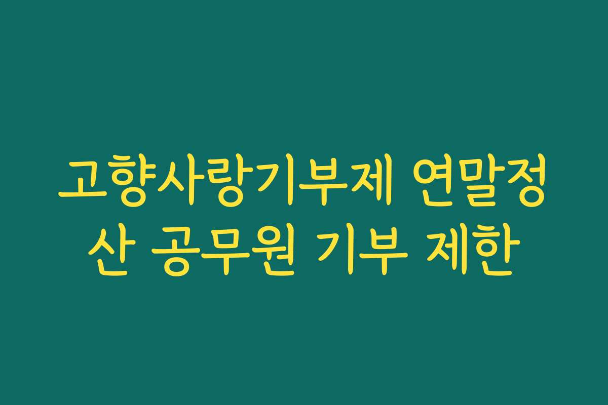 고향사랑기부제 연말정산 공무원 기부 제한