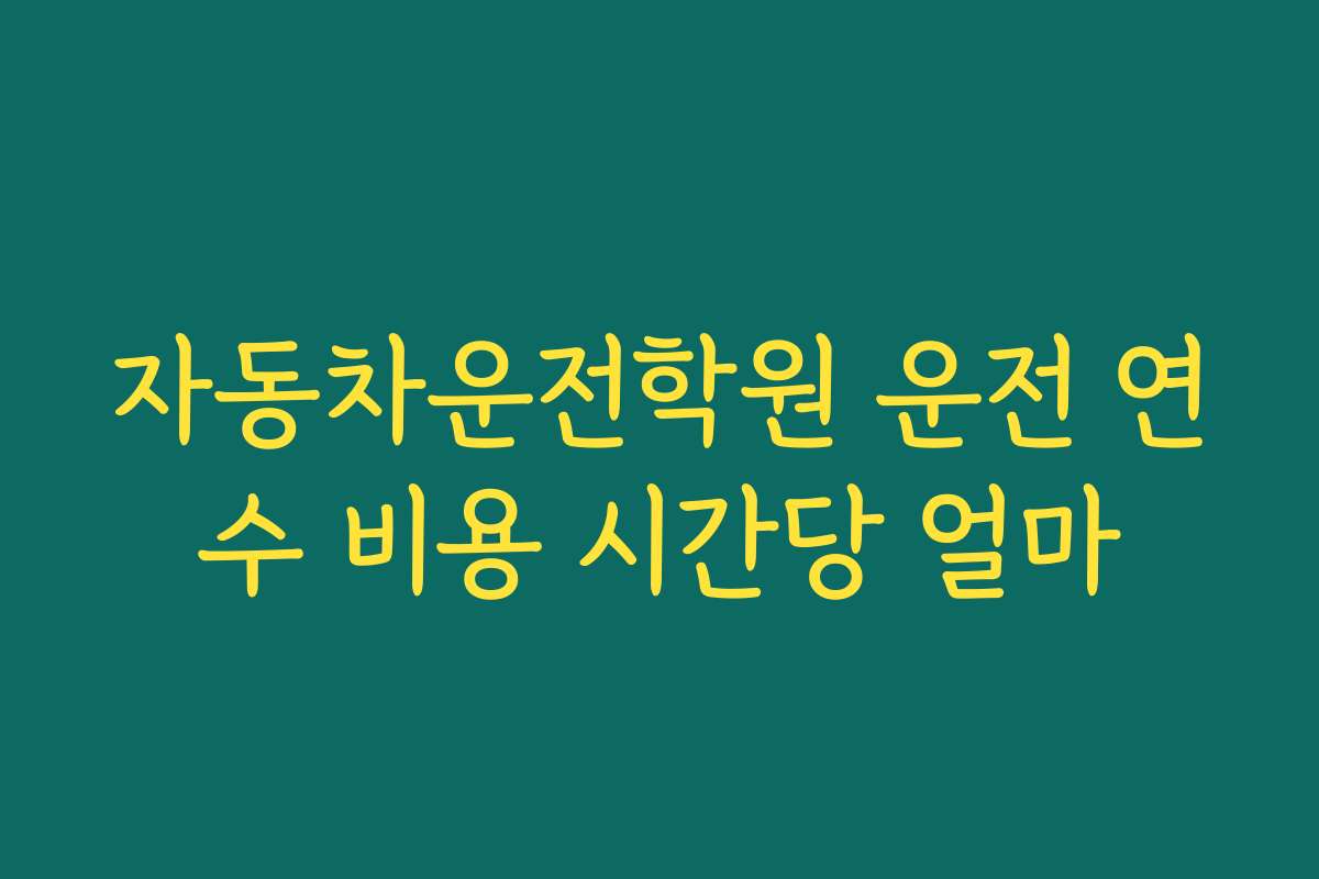 자동차운전학원 운전 연수 비용 시간당 얼마