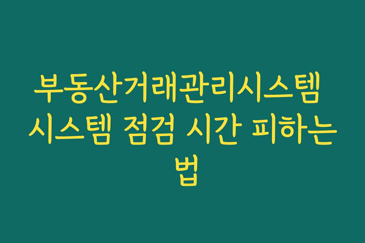 부동산거래관리시스템 시스템 점검 시간 피하는 법