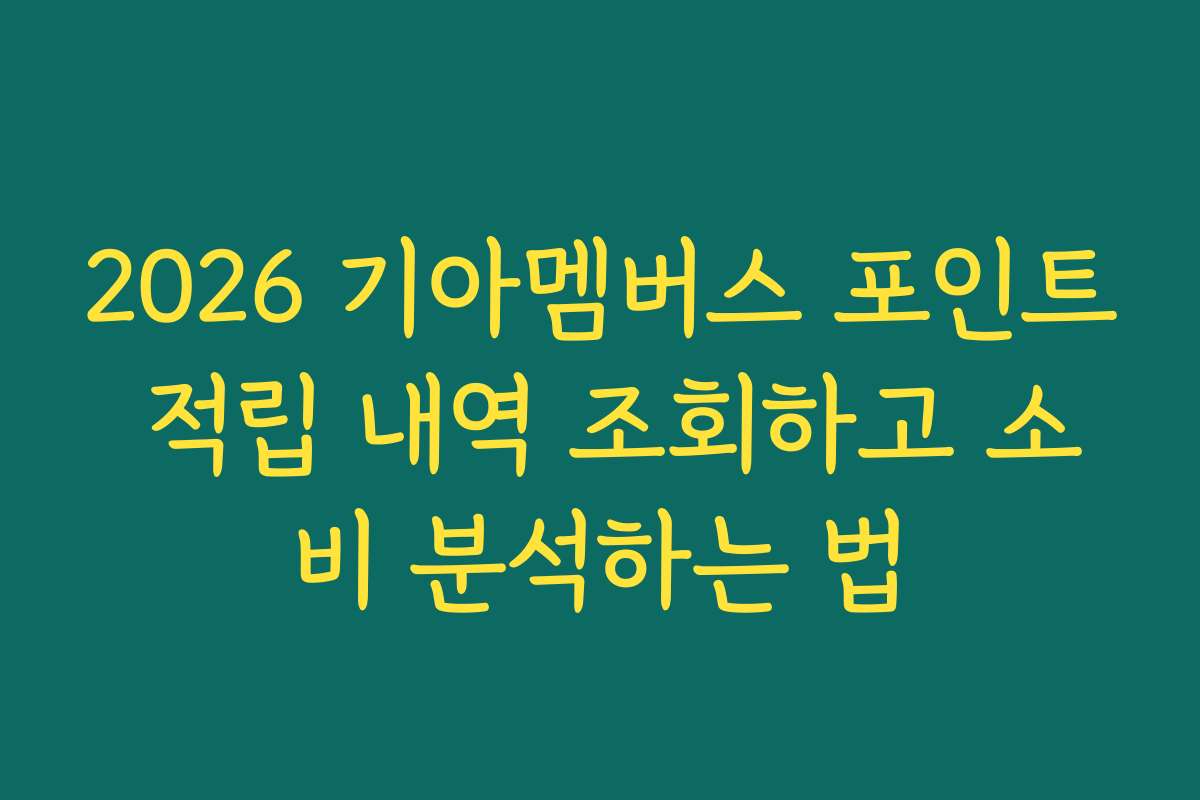 2026 기아멤버스 포인트 적립 내역 조회하고 소비 분석하는 법