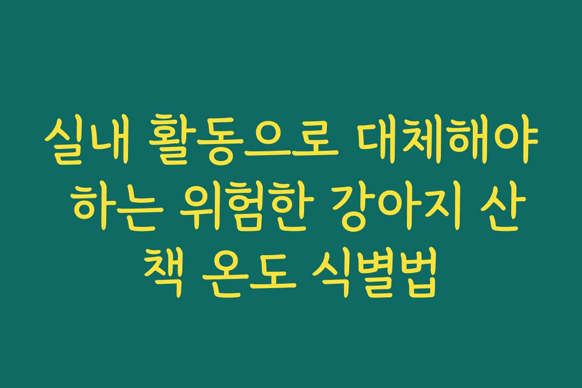 실내 활동으로 대체해야 하는 위험한 강아지 산책 온도 식별법