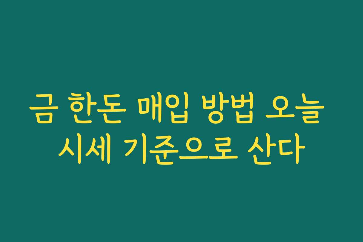 금 한돈 매입 방법 오늘 시세 기준으로 산다