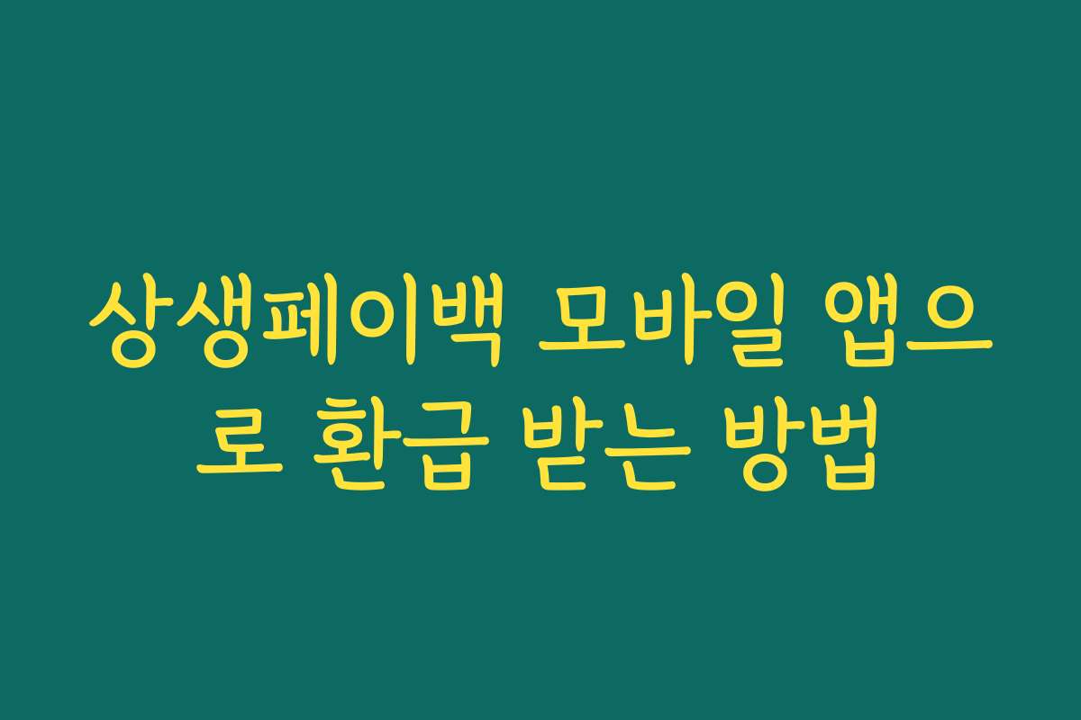 상생페이백 모바일 앱으로 환급 받는 방법