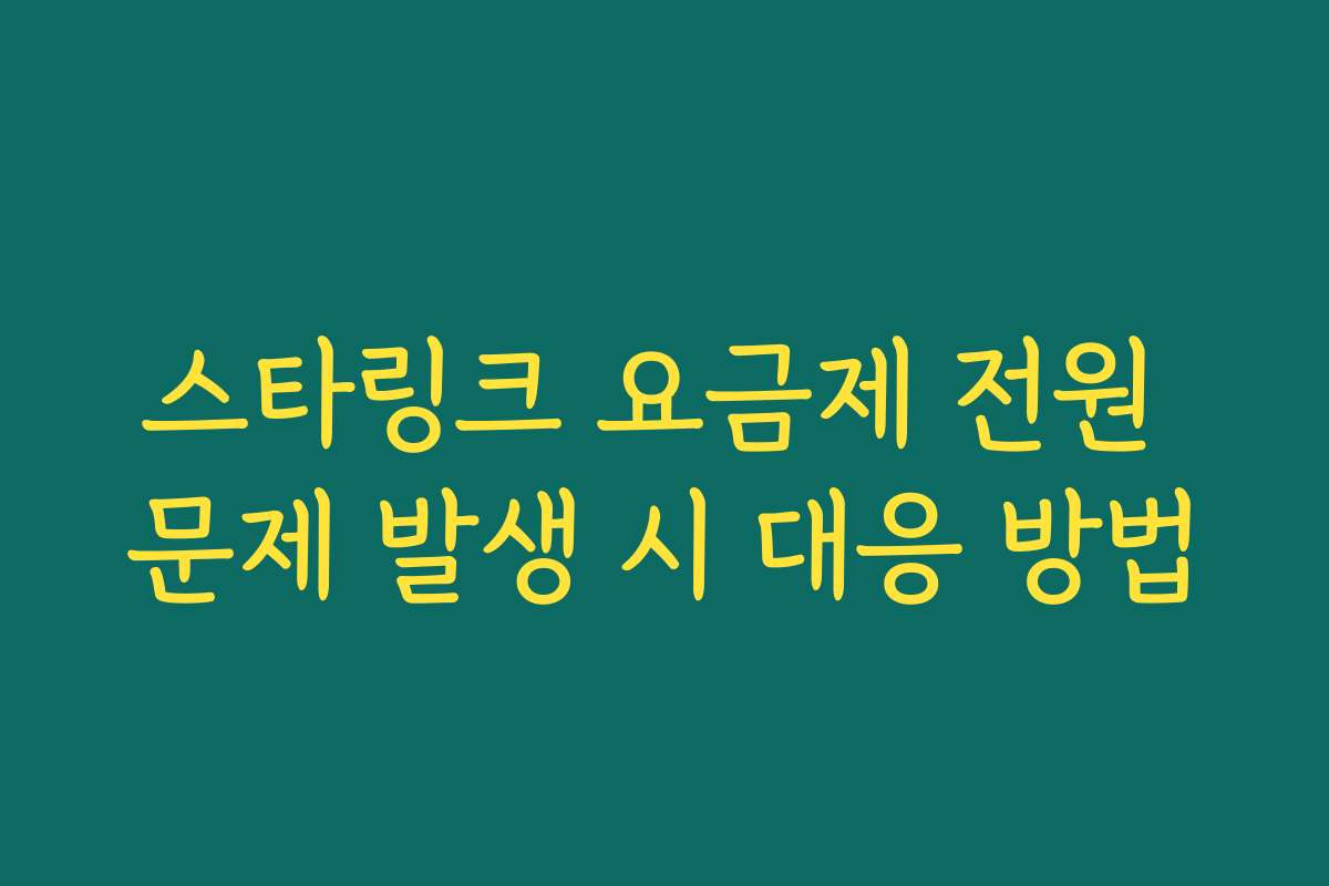 스타링크 요금제 전원 문제 발생 시 대응 방법
