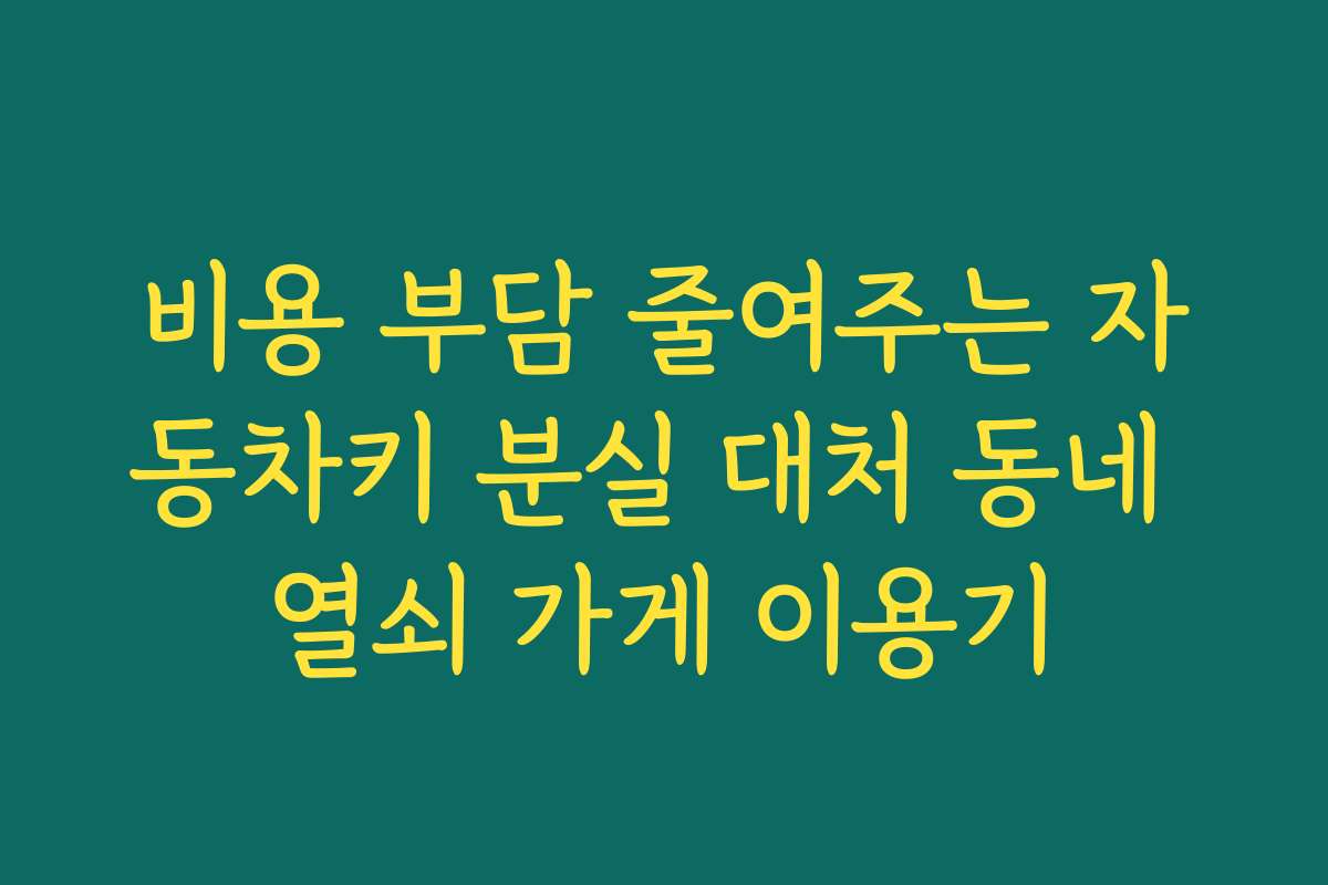 비용 부담 줄여주는 자동차키 분실 대처 동네 열쇠 가게 이용기