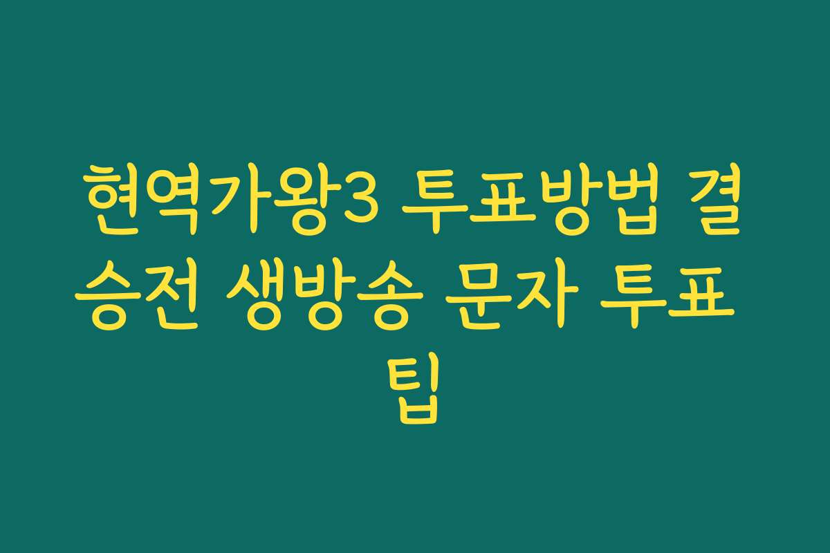 현역가왕3 투표방법 결승전 생방송 문자 투표 팁