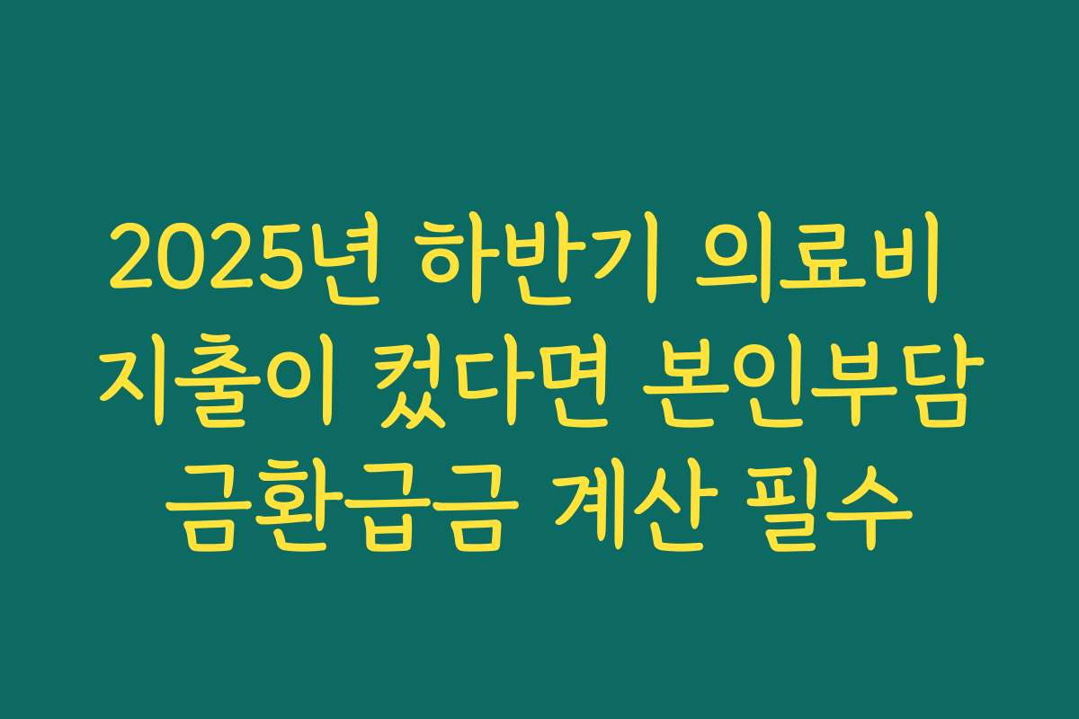 2025년 하반기 의료비 지출이 컸다면 본인부담금환급금 계산 필수