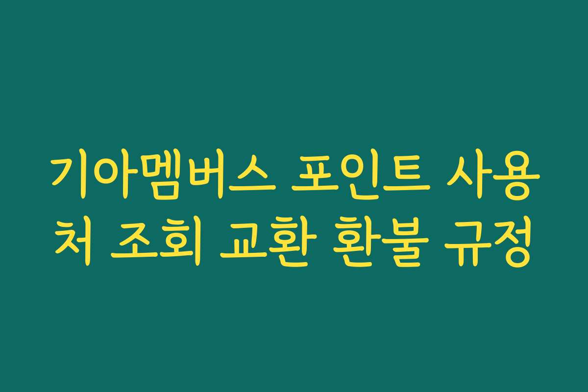 기아멤버스 포인트 사용처 조회 교환 환불 규정