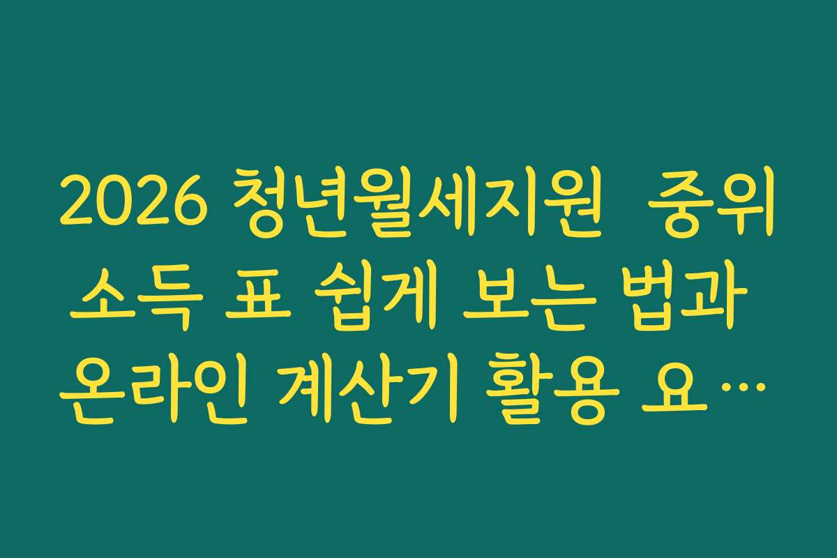 2026 청년월세지원  중위소득 표 쉽게 보는 법과 온라인 계산기 활용 요령 안내