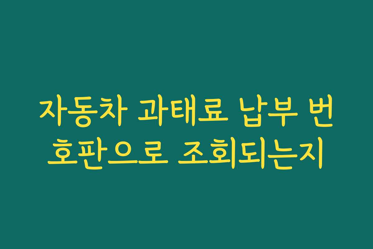 자동차 과태료 납부 번호판으로 조회되는지