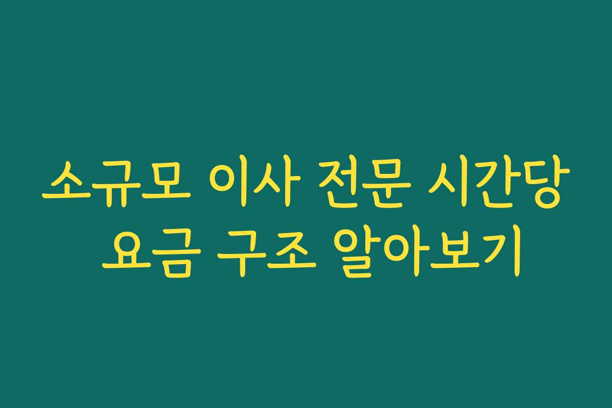 소규모 이사 전문 시간당 요금 구조 알아보기