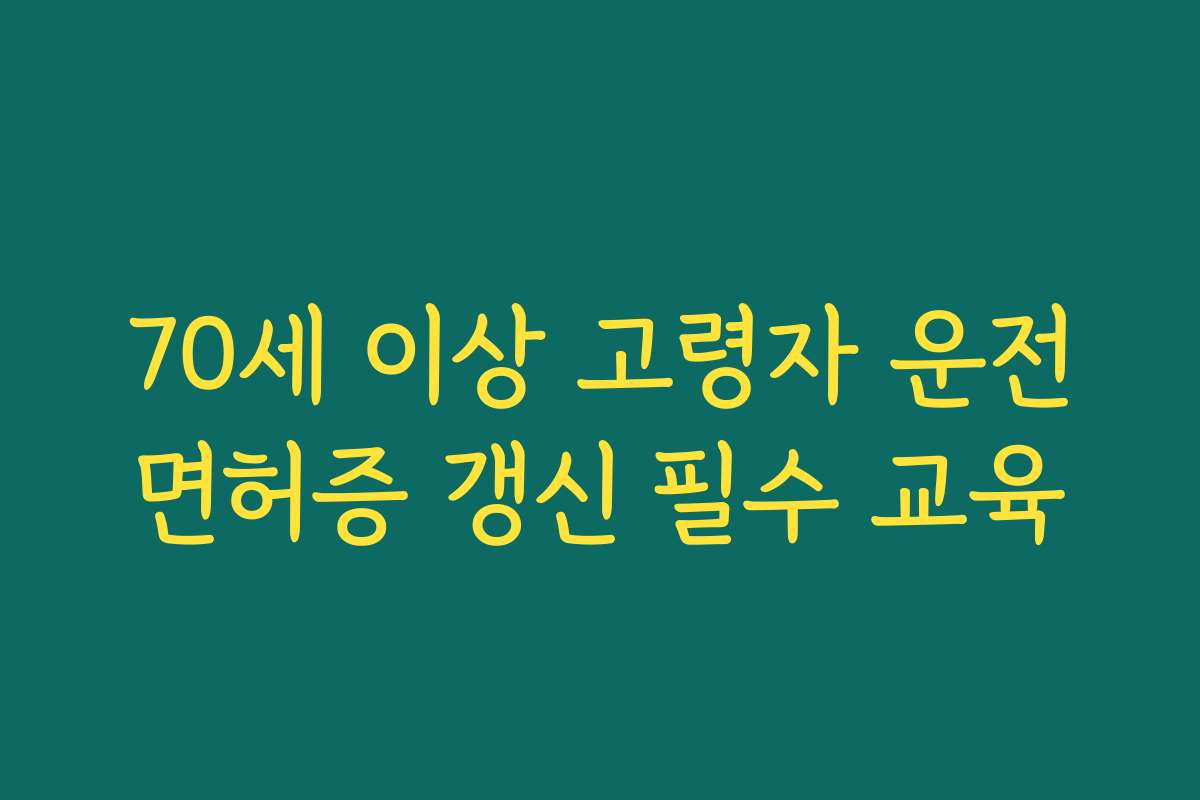 70세 이상 고령자 운전면허증 갱신 필수 교육