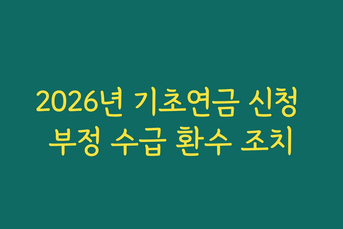 2026년 기초연금 신청 부정 수급 환수 조치